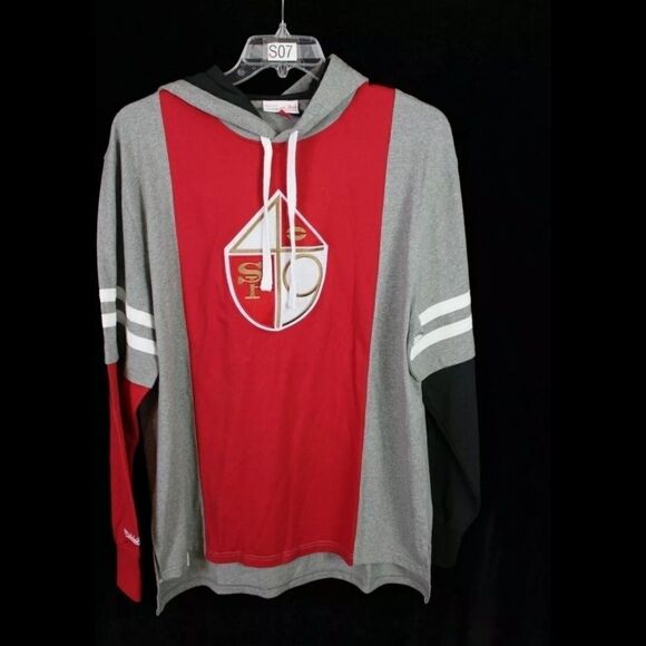 MITCHELL & NESS RED GRAY SAN FRANCISCO 49ERS HOODE - Picture 5 of 10